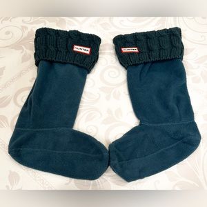 Women’s Hunter 6 Stitch Cuff Cable Knit Tall Boot Socks Teal Medium